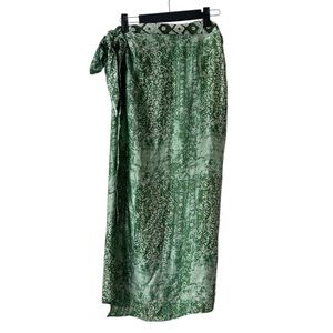 Zara Green Belted Wrap Skirt